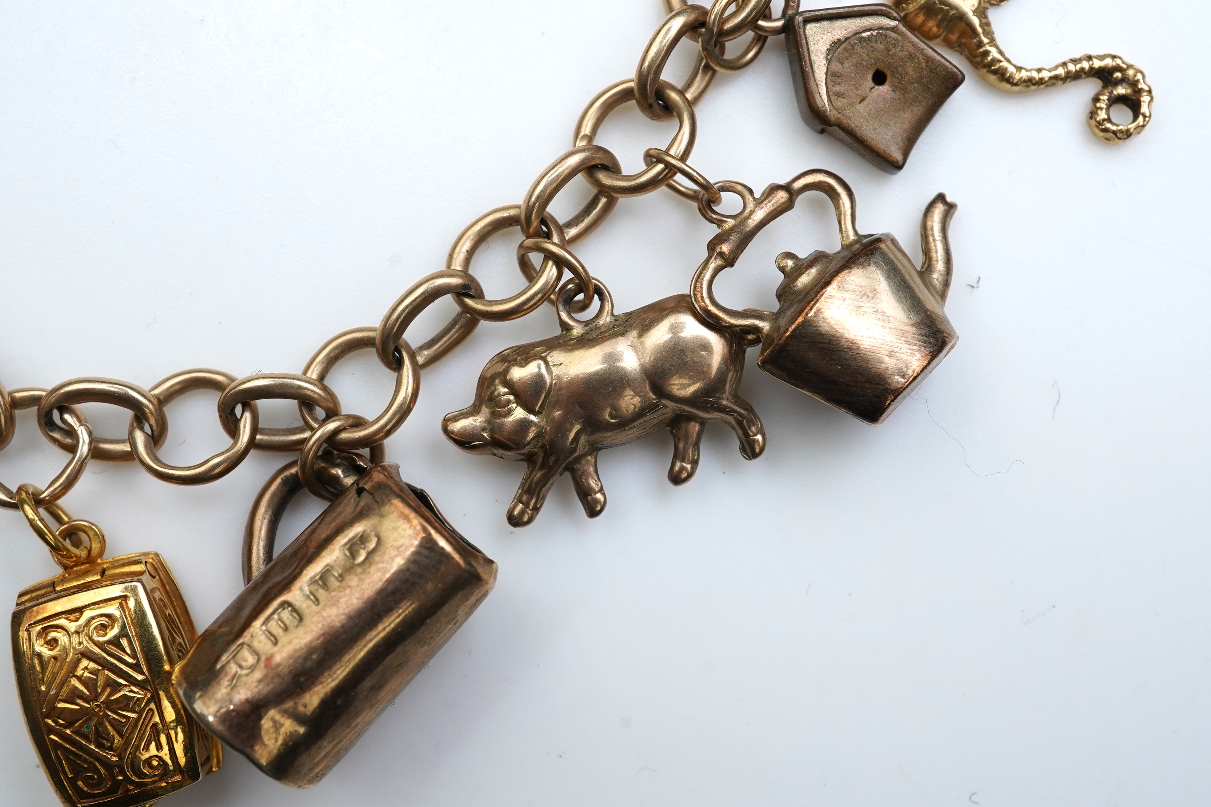 A gold charm bracelet